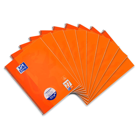 Oxford Notebook A4 lined, with margin, 80 sheets, orange, pack of 10