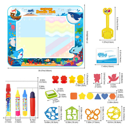 Chellago Toy Children's Toy for 1, 2, 3 Years - Painting Mat with Water Pen, Aqua Magic Doodle Painting Mat Gift for Birthday or as a Reward for Girls and Boys aged 1, 2, 3 years.
