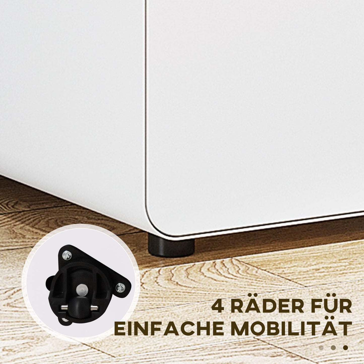 Vinsetto 3-drawer mobile file cabinet with lockable casters, includes hanging file organizer and pencil tray. Office under desk storage unit measures 39x48x59cm in white.
