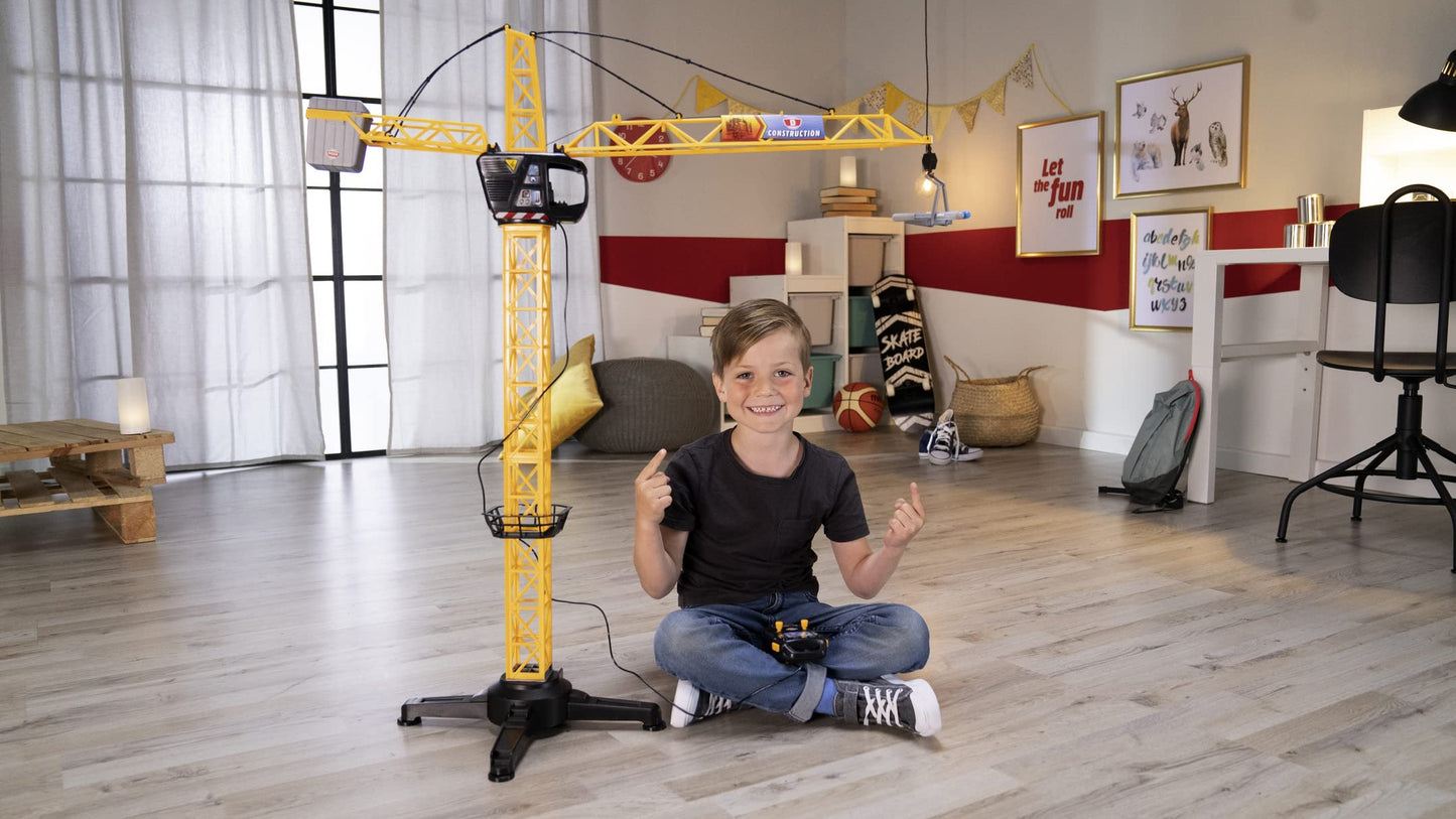 Dickie Toys - Giant Crane 100 cm - Remote-controlled construction crane with large transport bucket and cargo carrier, for children aged 3 years and older, can rotate 350 degrees.