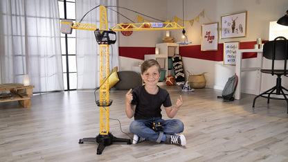 Dickie Toys - Giant Crane 100 cm - Remote-controlled construction crane with large transport bucket and cargo carrier, for children aged 3 years and older, can rotate 350 degrees.