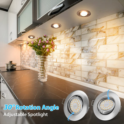 LED recessed spotlights 230V Flat Dimmable, 3-stage spots, 6W IP44 Bathroom recessed ceiling lights Ceiling spots, Warm White 3000K Swivel Recessed spotlights for bathroom kitchen living room, 6-piece set