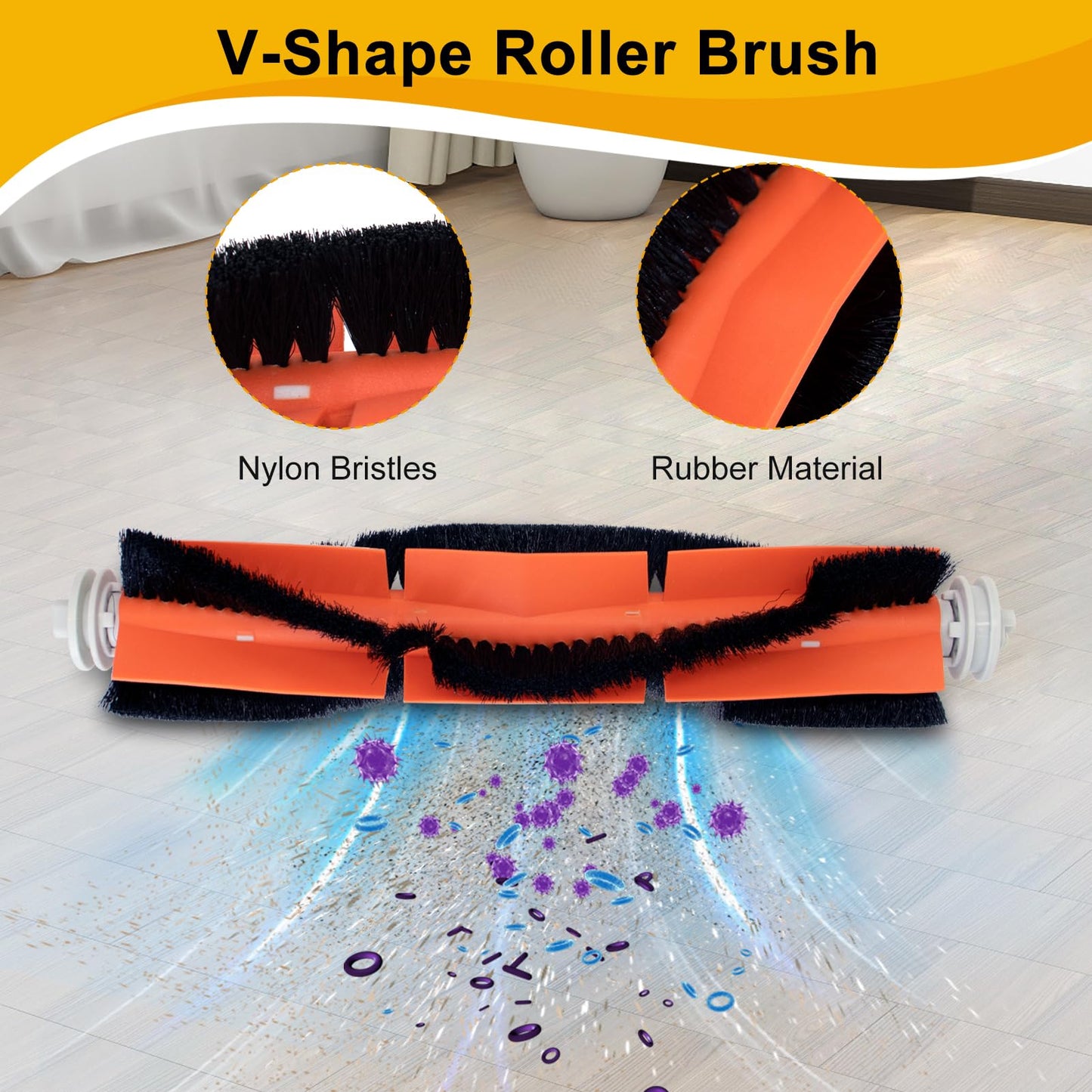 Chuancheng 15Pcs Accessory Kit Replacement for Xiaomi Dreame W10/W10 Pro Robot Vacuum, 1 Main Roller Brush, 6 Side Brushes, 4 Filters, 2 Mopping Pads, 2 Mop Holders