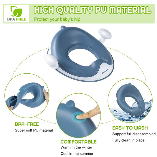 Angelbliss toilet seat for kids, baby potty training toilet trainer, children's toilet seat for boys and girls, double anti-slip cushion seat, with handle and splash guard.