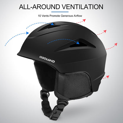 Odoland ski helmet with ski goggles for skiing and snowboarding, Adjustable size, with ear protectors for men, women, and teenagers.