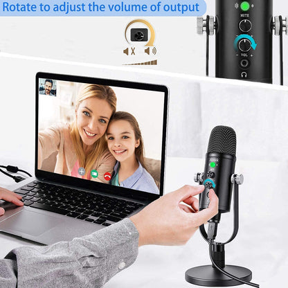 Aveek USB microphone for PC and phone, condenser mic with stable stand and noise reduction for computer laptop for podcast, studio, streaming, broadcast, YouTube.