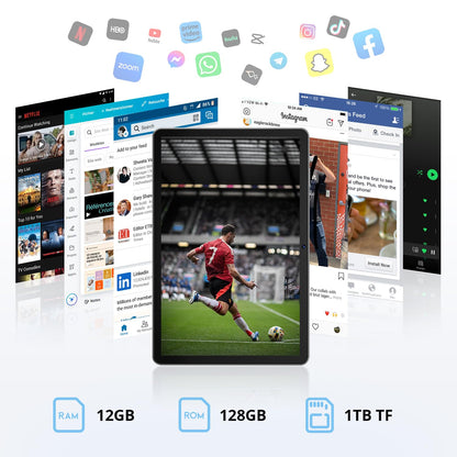 2025 Latest tablet, 10 inches, 12GB RAM+128GB ROM (1TB TF) with case, stylus, keyboard, and mouse, Octa-core, 1280x800 HD, 6000mAh (with NTC), Widevine L1, 8MP+5MP cameras, 2.4G+5G WiFi, GPS (Android 15).