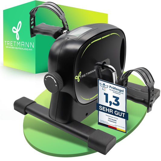 New Tretmann Basic Pedal Trainer Set - extra stable & quiet - including fastening strap - DEKRA certified - Leg trainer for seniors home trainer mini bike Black Green