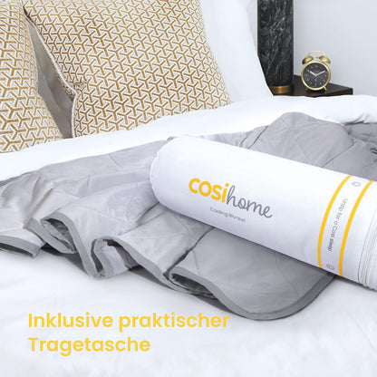 Cosi Home Premium Cooling Blanket - Summer blanket with Q-Max>0.4 cooling fibers - Breathable bedspread, cuddly blanket & sofa blanket against night sweats - Cooling blanket Gray - 150 x 200 cm