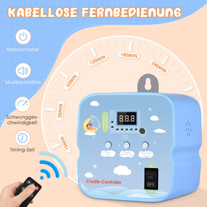 Motorized baby swing, SenDeluz swing motor with 2 pieces of spring and remote control, Electric baby swing controller with timer, Adjustable speed and volume, 20 kg capacity.