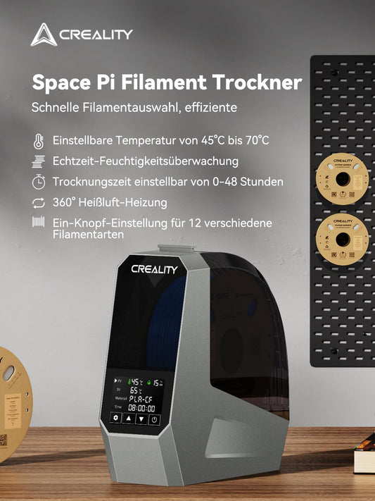 Creality Space PI Filament Dryer, official 3D printer filament dry box with fan, 360° heating filament dehydrator, for 1.75 & 2.85mm PLA PETG ABS TPU Nylon filaments (1kg)