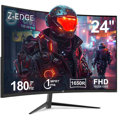 Z-Edge 24-inch Curved Gaming Monitor 180Hz 1ms MPRT, 300cd/m² brightness, 16:9 Full HD curved screen, VA panel, FreeSync, HDMI DP - Black