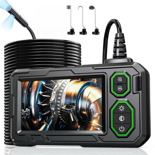 Dual Lens Endoscope Camera 10M, Hopefox 1080P HD Digital Endoscope with 4.3-inch IPS Screen, IP67 Waterproof Tube Camera with 8+1 adjustable LEDs, 8mm Snake Camera Inspection Camera