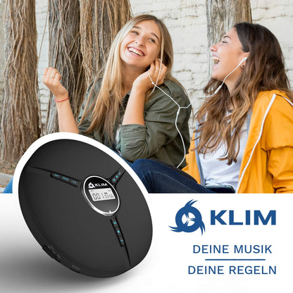 KLIM Discman - Portable CD Player with built-in battery - NEW - includes KLIM Fusion headphones Compact Mini Portable CD Player, compatible with CD-R, CD-RW and MP3 - Discman CD Player - Black