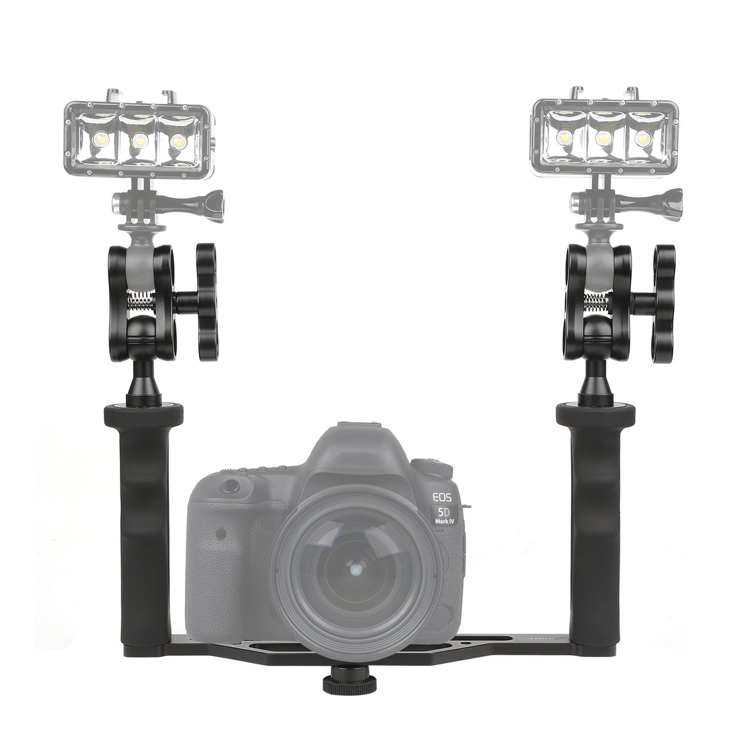 SHOOT Handheld Stabilizer Dual Handle for GoPro Hero 13/12/11/10/9/8/7/(2018)/6/5/4 Cameras and Underwater Dome Port and all Video Light Camera Camcorder LED Light with Ball Head Mount Adapter