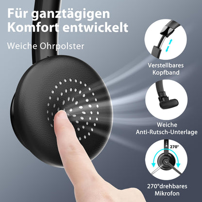 Earbay Wireless Headset with microphone, Bluetooth headset with USB adapter & charging dock, headphones for home office, wireless PC headphone with microphone for phone/Teams/Zoom/office/Skype/computer.