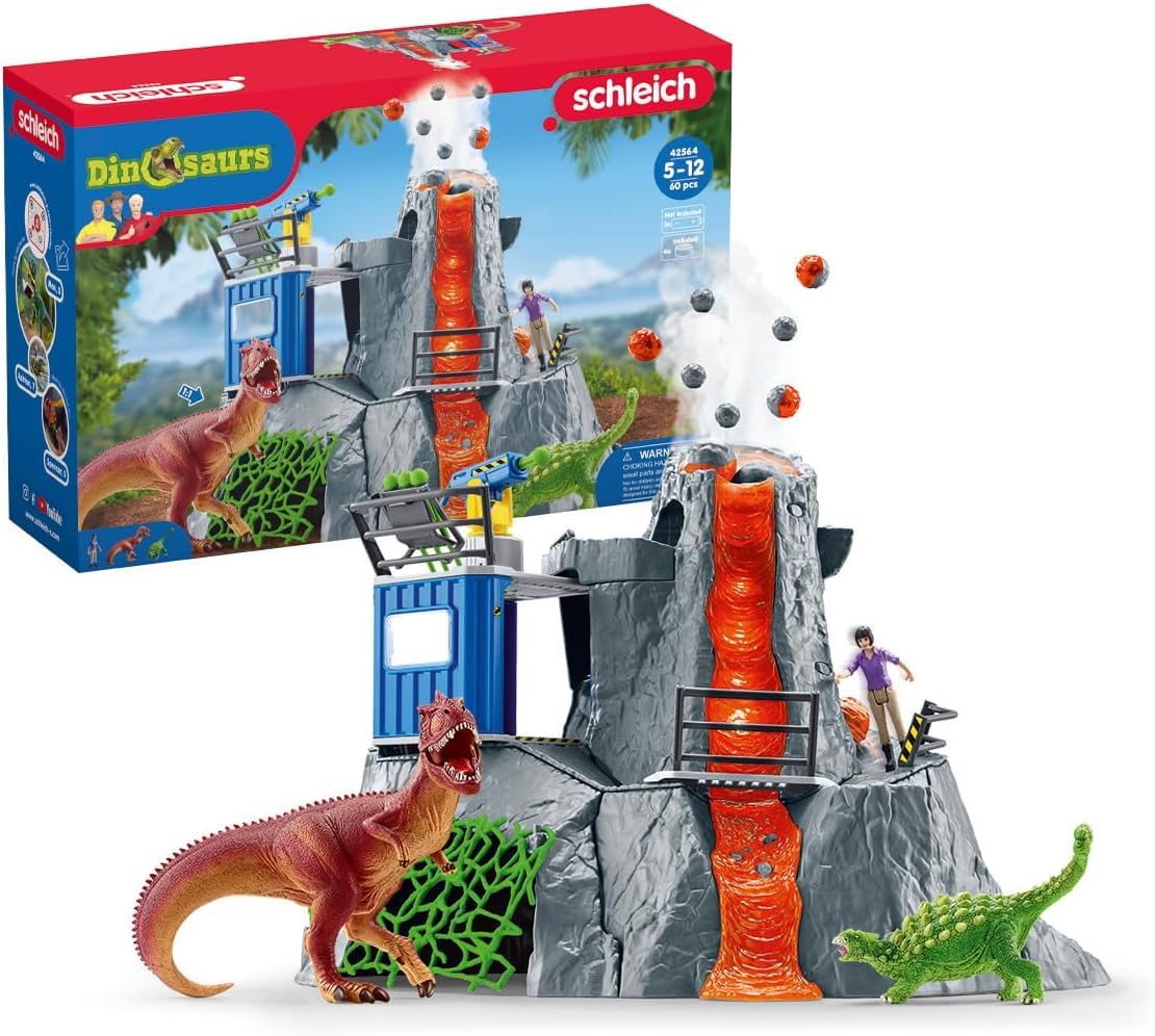 Sneak DINOSAURS | Big Volcano Expedition 42564 | Set incl. volcano with eruption function, Yuki, 2 Dino figures | great gift for girls and boys | Dinosaur toy for ages 3 and up | 60 pieces