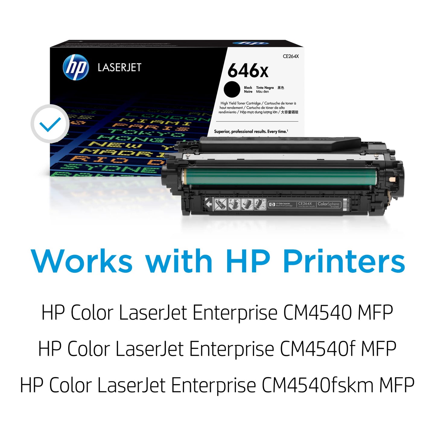 HP 646X (CE264X) Black Original High Yield Toner for HP Color Laserjet Enterprise CM4540, XXL