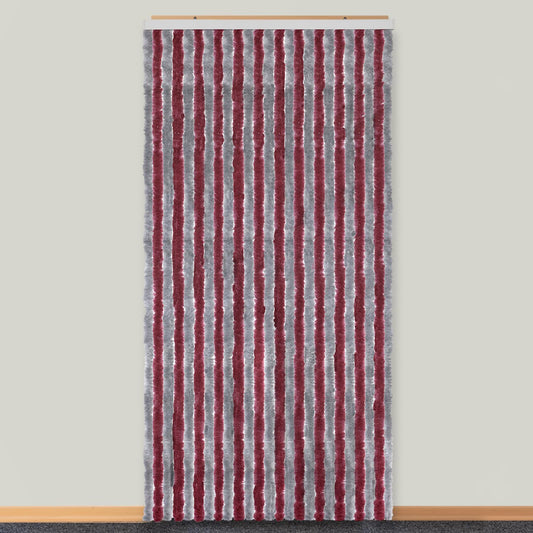 Moritz Chenille Door Curtain 100 x 230 cm Bordeaux Silver Fly Screen Insect Protection for Camping Caravan