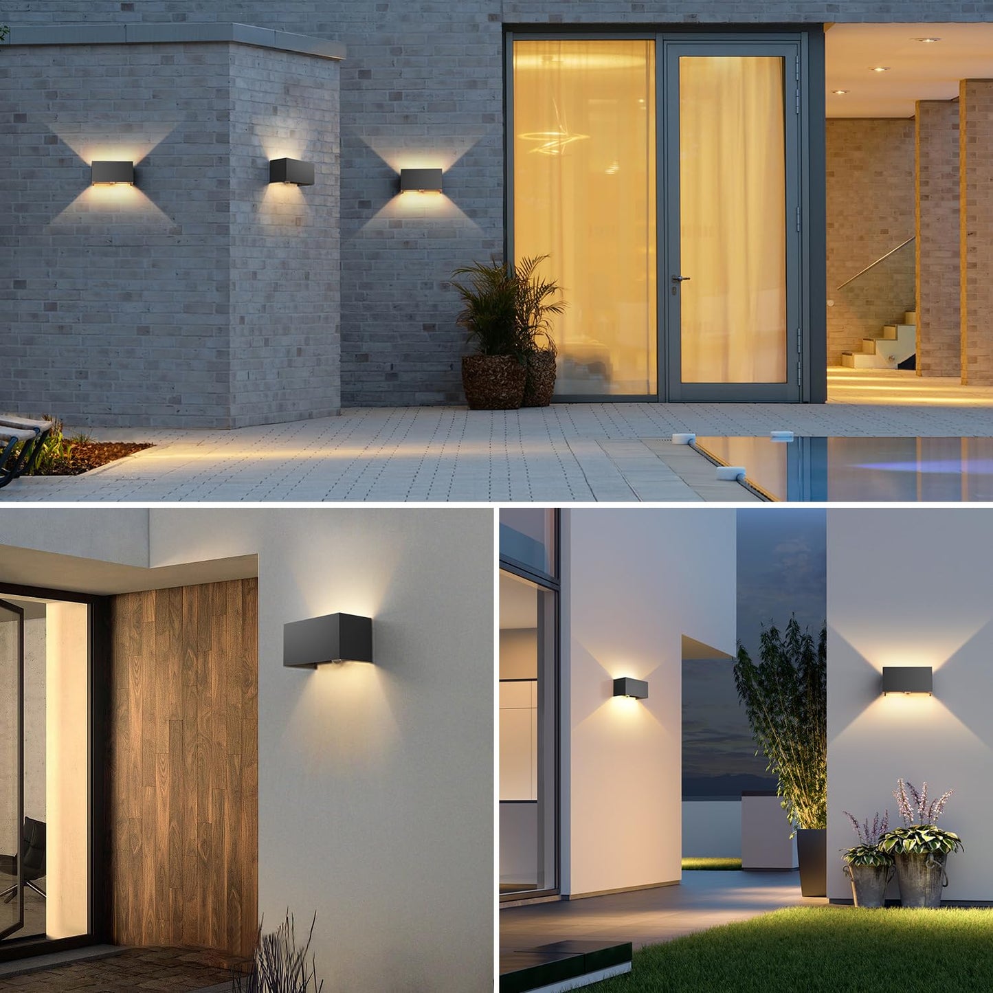 Vatato 24W outdoor wall light with motion sensor, IP65, 3000K warm white LED outdoor/indoor aluminum wall light, adjustable light beam outdoor lamp with motion sensor for hallway/pathway, black