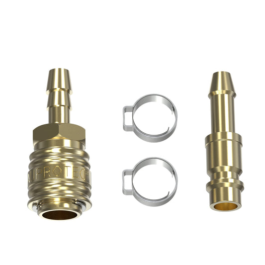 AUPROTEC pneumatic coupling set with brass coupling 6mm plug + clamps