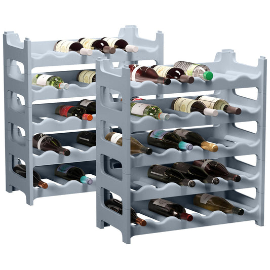 ARTECSIS wine rack stackable plastic for 60 bottles, sturdy bottle rack in gastronomy quality, modular expandable, concrete gray