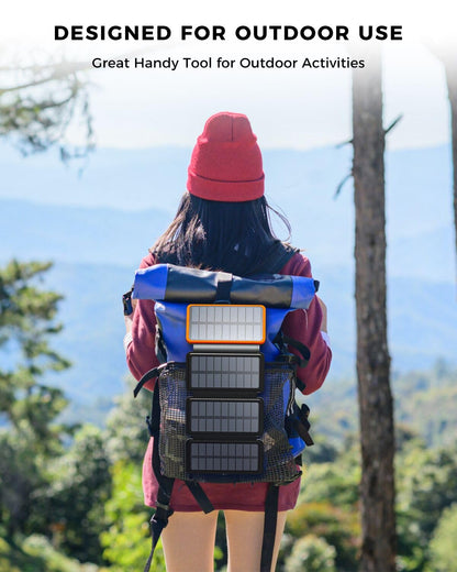 ADDTOP Solar Power Bank 25000mAh - Portable solar charger with 4 solar panels, outdoor waterproof external battery pack with 2 USB A & 1 USB C for iPhone, Android, and tablet, camera outdoor Orange