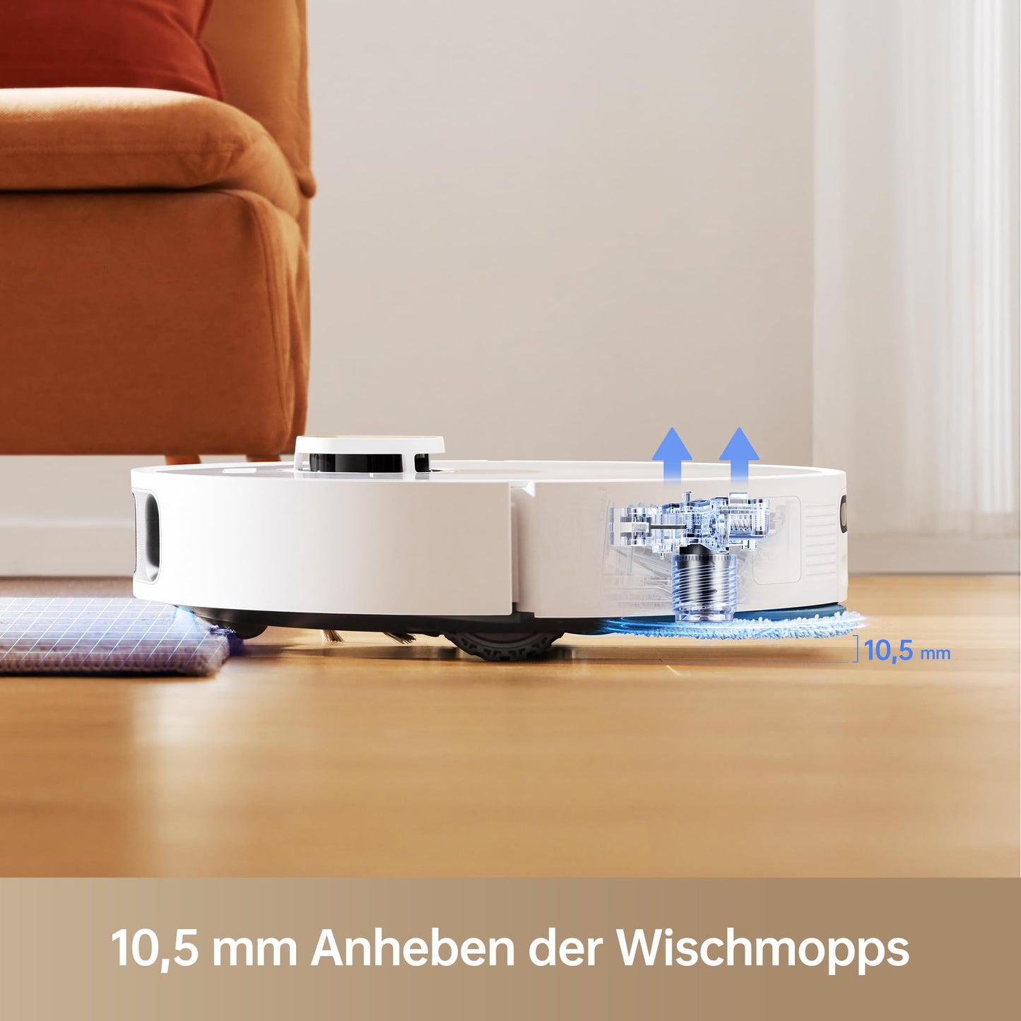 Dreamet L10s Pro Ultra Heat Robot Vacuum with Automatic Mop Cleaning with hot water, mop extension, 7,000 Pa suction power, dual mop and floor cleaning, carpet detection.