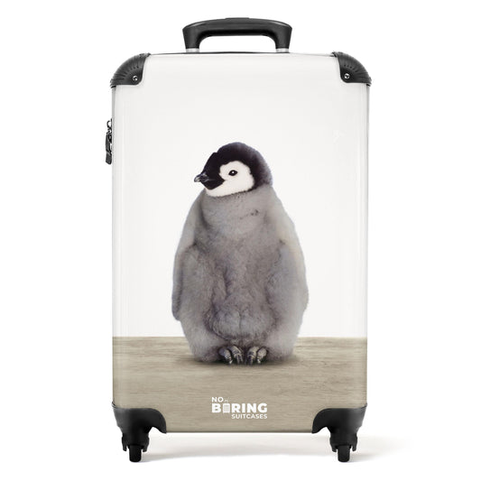 NoBoringSuitcases.com® Kids Suitcase Party Favor Birthday Gift Small Rolling Carry-on - Penguin - Gray - Animals - Kids Luggage Trolley, 55x40x20