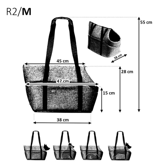 BOUTIQUE ZOO Dog Carrier - Gray/(Nubby Plush Fabric), M up to 10 kg - Carrier for small and medium dogs, puppies, cats