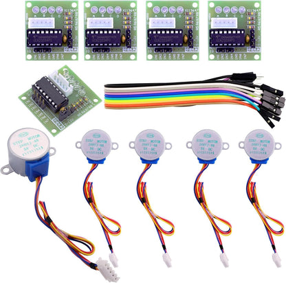 ELEGOO 5-pack Stepper Motor 5V 28BYJ-48 ULN2003 and 5pcs Driver Board ULN2003 for Arduino