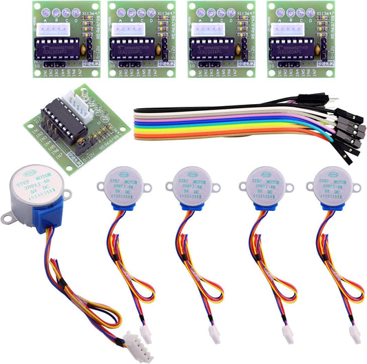 ELEGOO 5-pack Stepper Motor 5V 28BYJ-48 ULN2003 and 5pcs Driver Board ULN2003 for Arduino