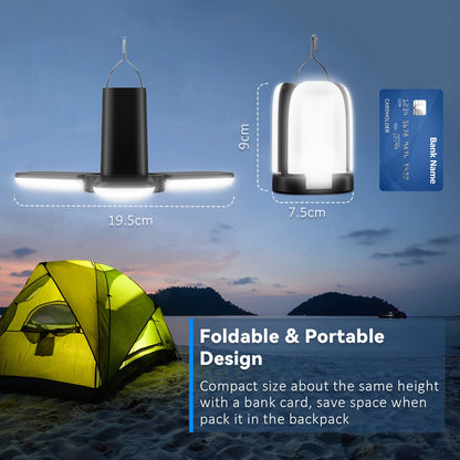 Portable camping lamp - camping equipment, LED camping lantern mini foldable, outdoor lamp for the garden, tent lamp camping light for camping, hiking, caravan, emergency light for blackout emergency