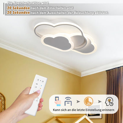 BLMYL LED Ceiling Light Kids Room 52CM Lamp, Ceiling Light Kids Room Dimmable Cloud Light with Remote Control 3000K-6000K, 42W Ceiling Light for Living Room, Bedroom