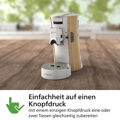 Philips Senseo Select Coffee Pad Machine - Intensity Plus, Memo function for 3 coffee specialties, Crema Plus, Environmentally friendly product with 37% bio-based plastic, Silk White (CSA240/05)