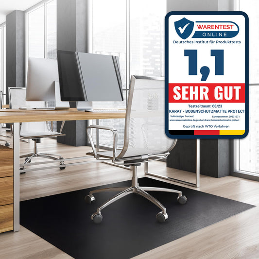 KARAT Floor Protection Mat for Hard Floors - Neo - Floor Protection Mat for Office Chair for Parquet Laminate Floor Mat Office Chair - Thickness: 1.5 mm (Black, 114 x 500 cm)