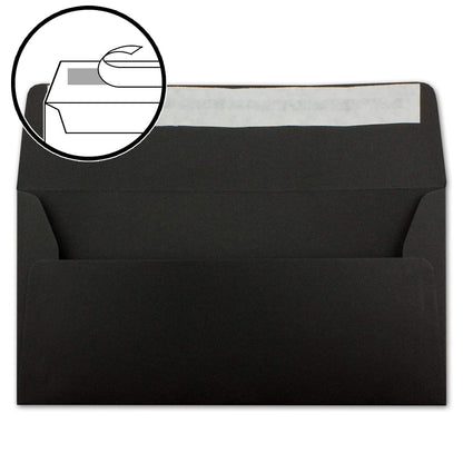 300x Craft paper envelopes DL size - Black ECO - Self-adhesive 11 x 22 cm - 120 gsm wide flap - Vintage envelopes - by NEUSER PAPIER
