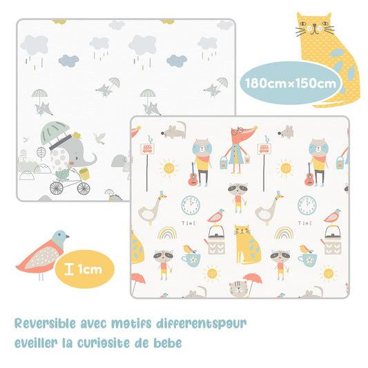 Uanlauo Foldable Baby Play Mat, Elephant Baby Crawling Mat Non-Toxic, Kids Play Mat with Edge Reinforcement, Crawling Blanket for Baby