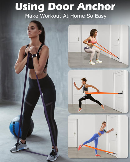 Zacro Resistance Bands, Fitness Bands Set with door anchor for yoga, Pilates, training, physiotherapy, pull-up assistance, strength training for men and women.