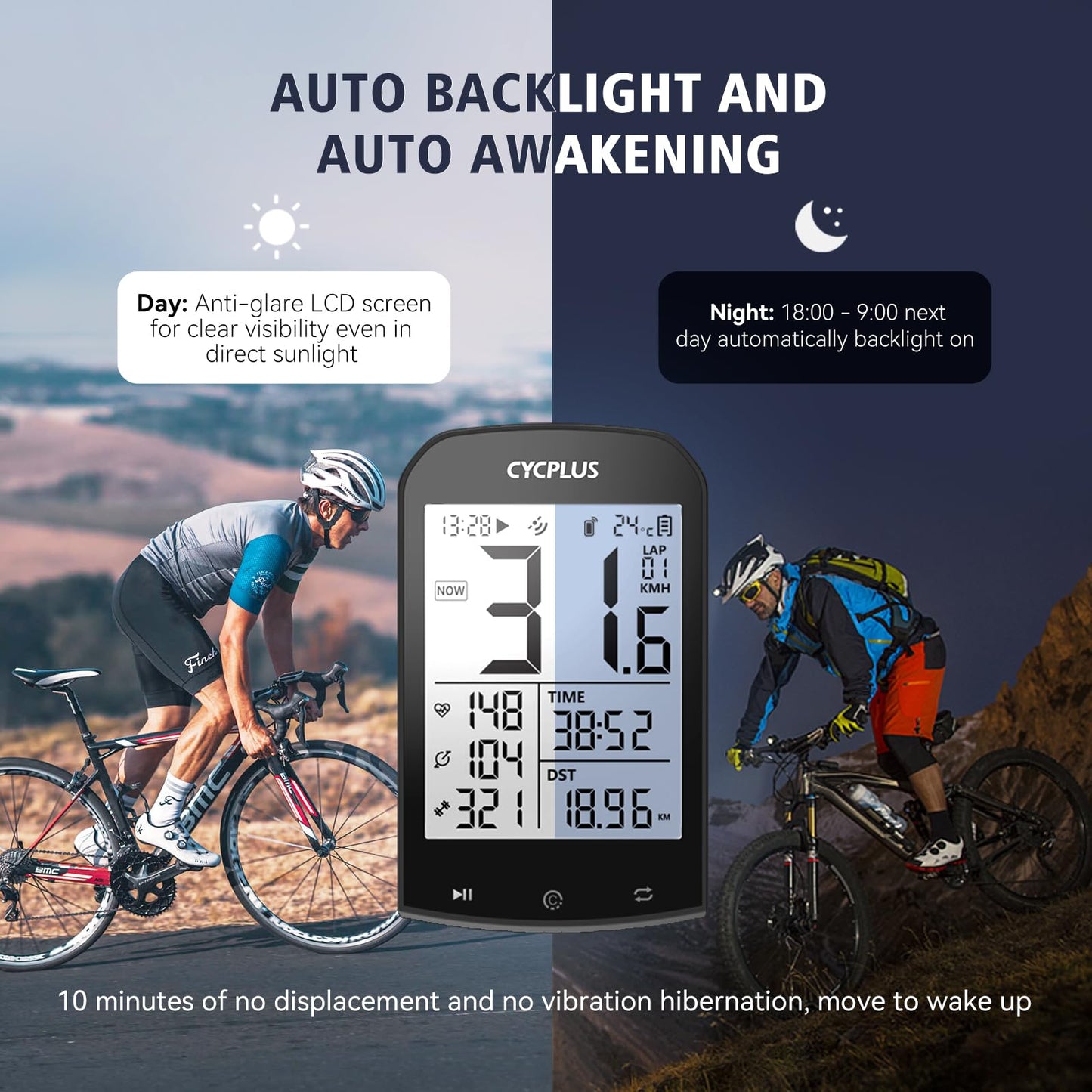 CYCPLUS bike computer GPS Wireless, 2.9 inch screen ANT+ bike computer GPS with Bluetooth function. Bike speedometer speed/cadence sensor cycling mount 3 in 1 packed