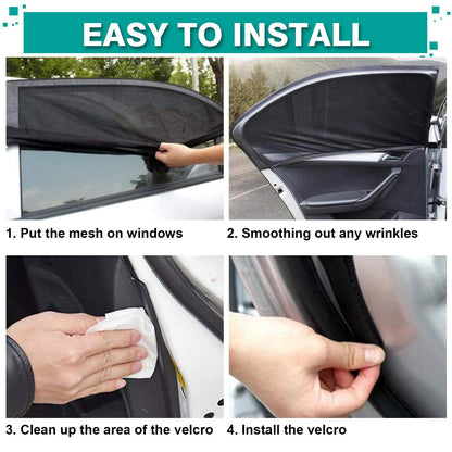 WIN.MAX Baby Car Sun Shade with Certified UV Protection, Universal Car Sun Shade Net, for Side Windows Mesh Material Protects Passengers, Children & Pets, 2 Pieces (XL), Passenger Car