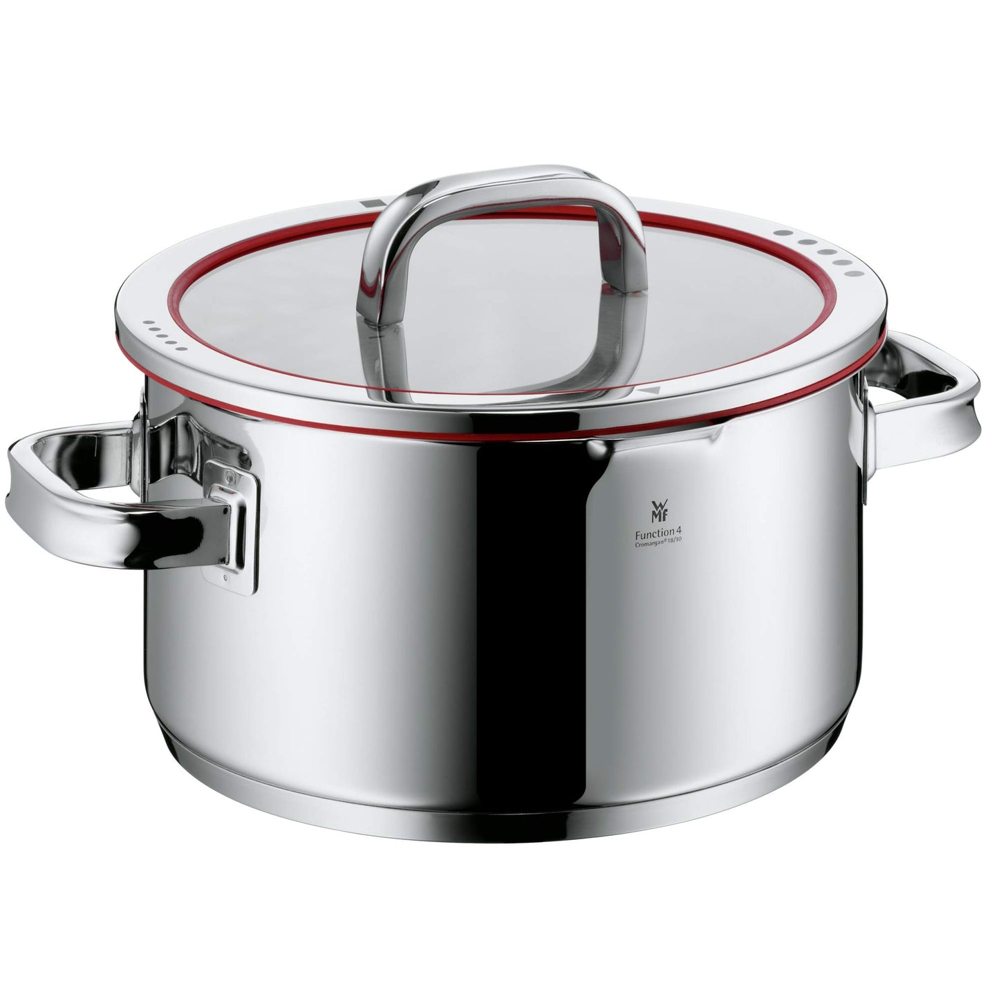 WMF Function 4 Cookware Set Induction 5-piece, glass lids with 4 pouring functions, Cromargan stainless steel polished, Induction Pots Set, interior scaling