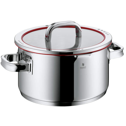 WMF Function 4 Cookware Set Induction 5-piece, glass lids with 4 pouring functions, Cromargan stainless steel polished, Induction Pots Set, interior scaling