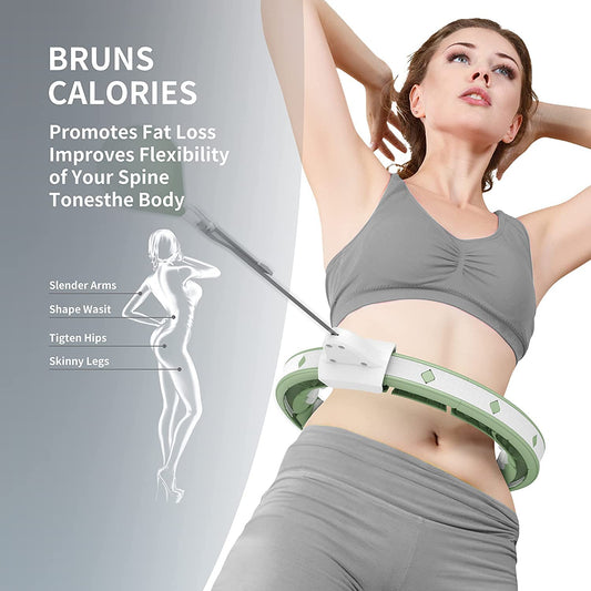 PROIRON Smart Hula Hoop for Adults, Hula Hoop with Weighted Ball, Hoola Hoop for Beginners to Lose Weight, 16 Quick-Release Segments (Green)