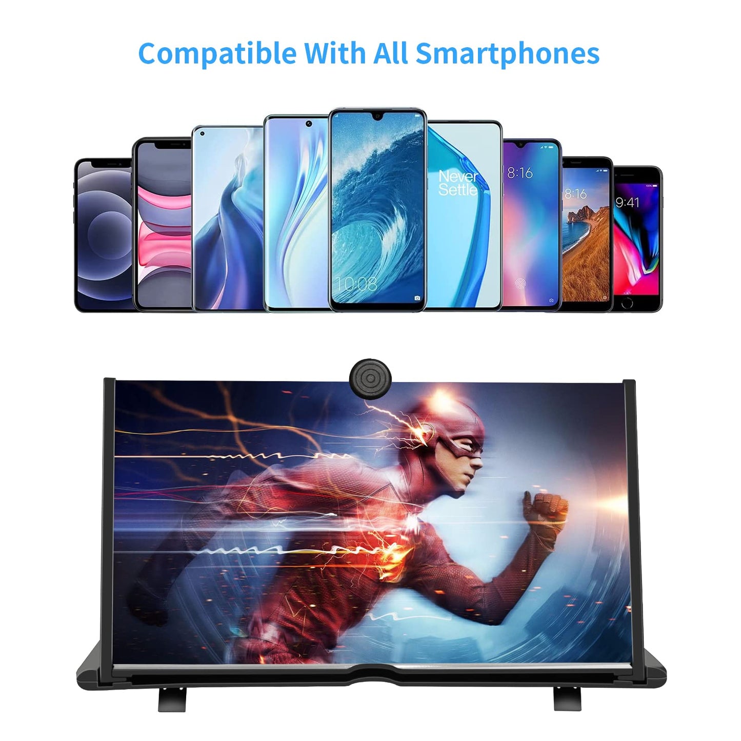 STEBRUAM 16 inch Mobile Phone Magnifier, 3D HD Mobile Screen Magnifying Videos Extendable HD Screen Blue Light Folding Amplifier Holder Magnifying Glass for all Smartphones