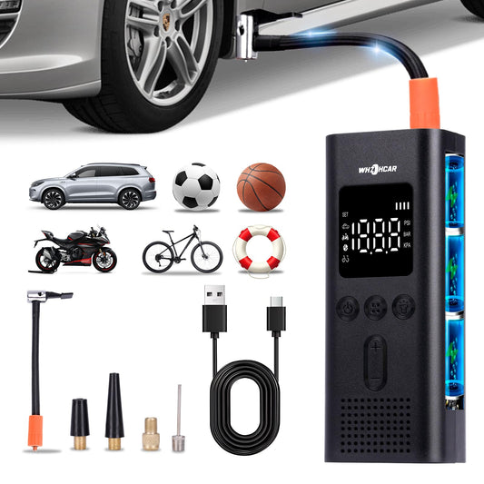 Electric air pump 6000mAh Rechargeable car tire pump 150PSI Electric air pump Electric compressor with LCD screen LED light for bicycles, motorcycles, cars & balls, AutoOff