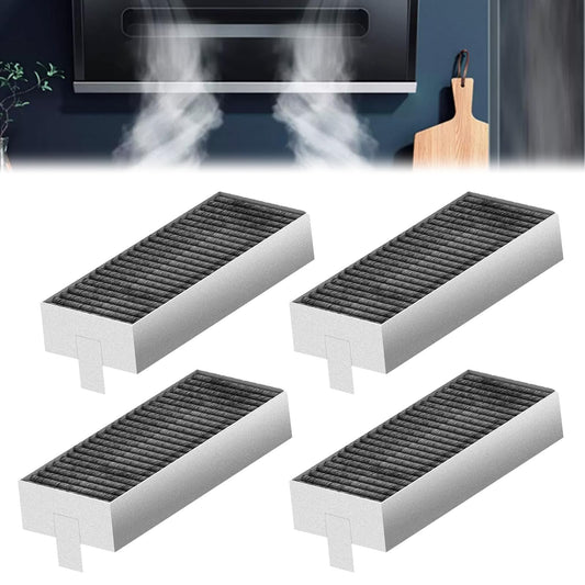 4 pieces of activated carbon filters for extractor hoods: Nizirioo recirculation replacement filter for Bosch 17004811/HEZ9VRUD0, Siemens 17004796/HZ9VRCR0, Neff 17004806/Z821VR0, and Gaggenau CA282111 filter.