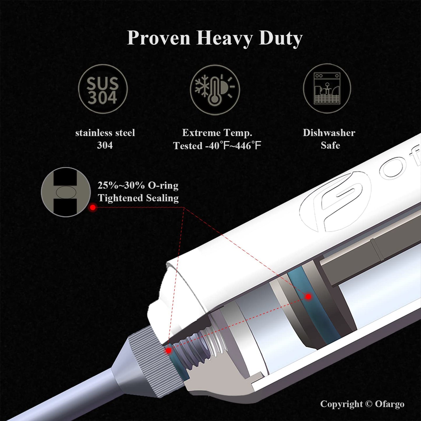Ofargo Stainless Steel Meat Injector with 3 Marinade Injection Needles for charcoal grills, 59 ml capacity, includes instruction manual (may not be in German).