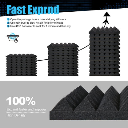 12 pieces of self-adhesive acoustic foam, soundproofing for podcast recording studios, reduce echo for home office ceiling tiles, 30x30x5cm.