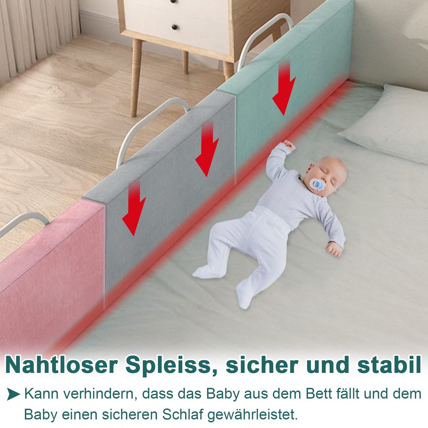 UISEBRT bed rail 60cm, child bed guardrail for kids, adjustable height safety guardrail for toddlers, babies, and children, pink.